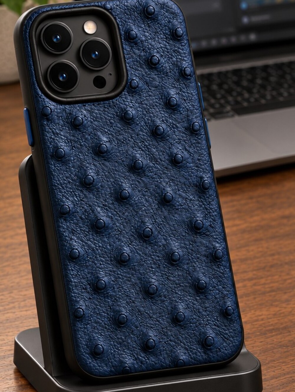 Apple Navy Blue Textured Dot iPhone Case